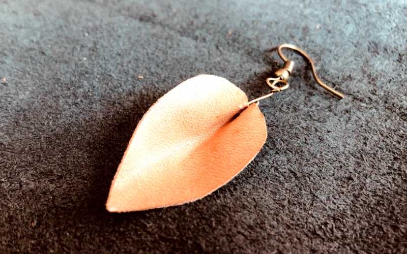 finished leather petal earings