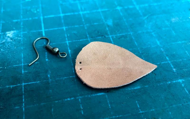hook and leather petal earring