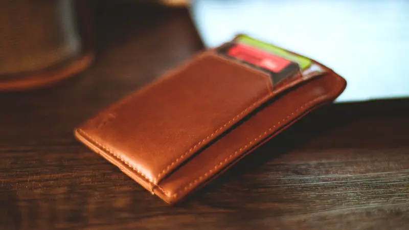 broken in leather wallet